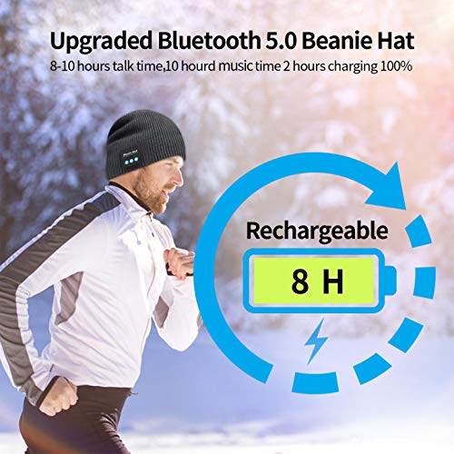 Bluetooth Beanie Hat Wireless Headphone Cap Music Soft Hat with Stereo Speakers,Winter Knit Hat Mic Hands-Free for Men Women Teenagers Sports Fitness…