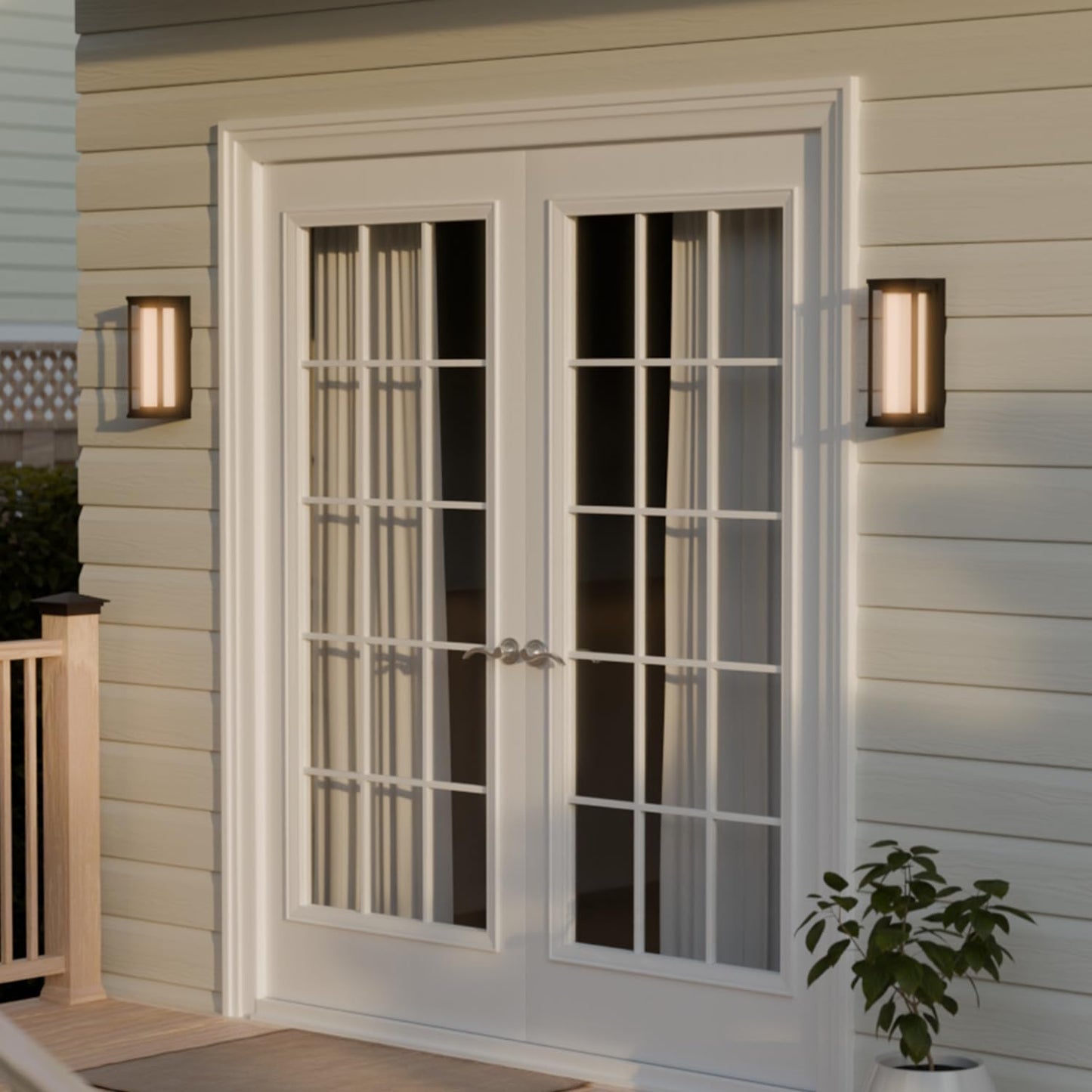 Globe Electric 12W LED Integrated Matte Black Outdoor Wall Sconce with Frosted Glass