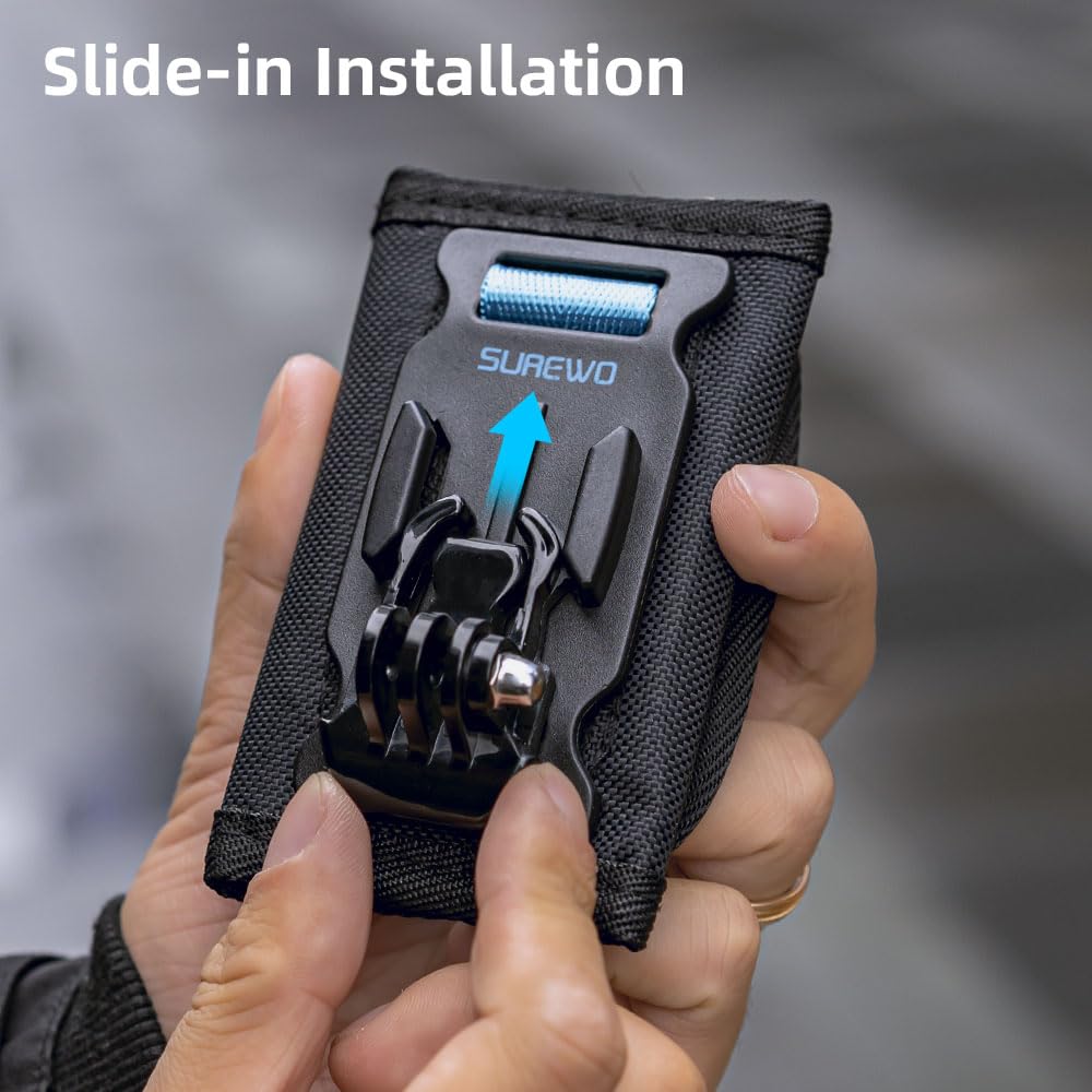 SUREWO Osmo Pocket 3 Backpack Mount,Bag Belt Shoulder Strap Mount with Extended Border Compatible with DJI Osmo Pocket 3