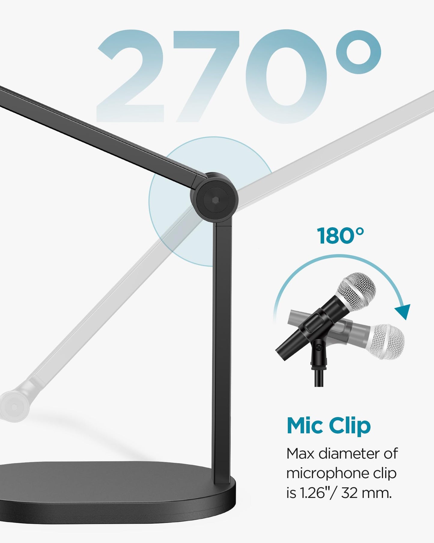 InnoGear Studio Mic Stand, Max Load 2.64 lb Microphone Arm Desk Mount Desktop Microphone Stand for Fifine AM8 K669B Blue Yeti HyperX QuadCast SoloCast