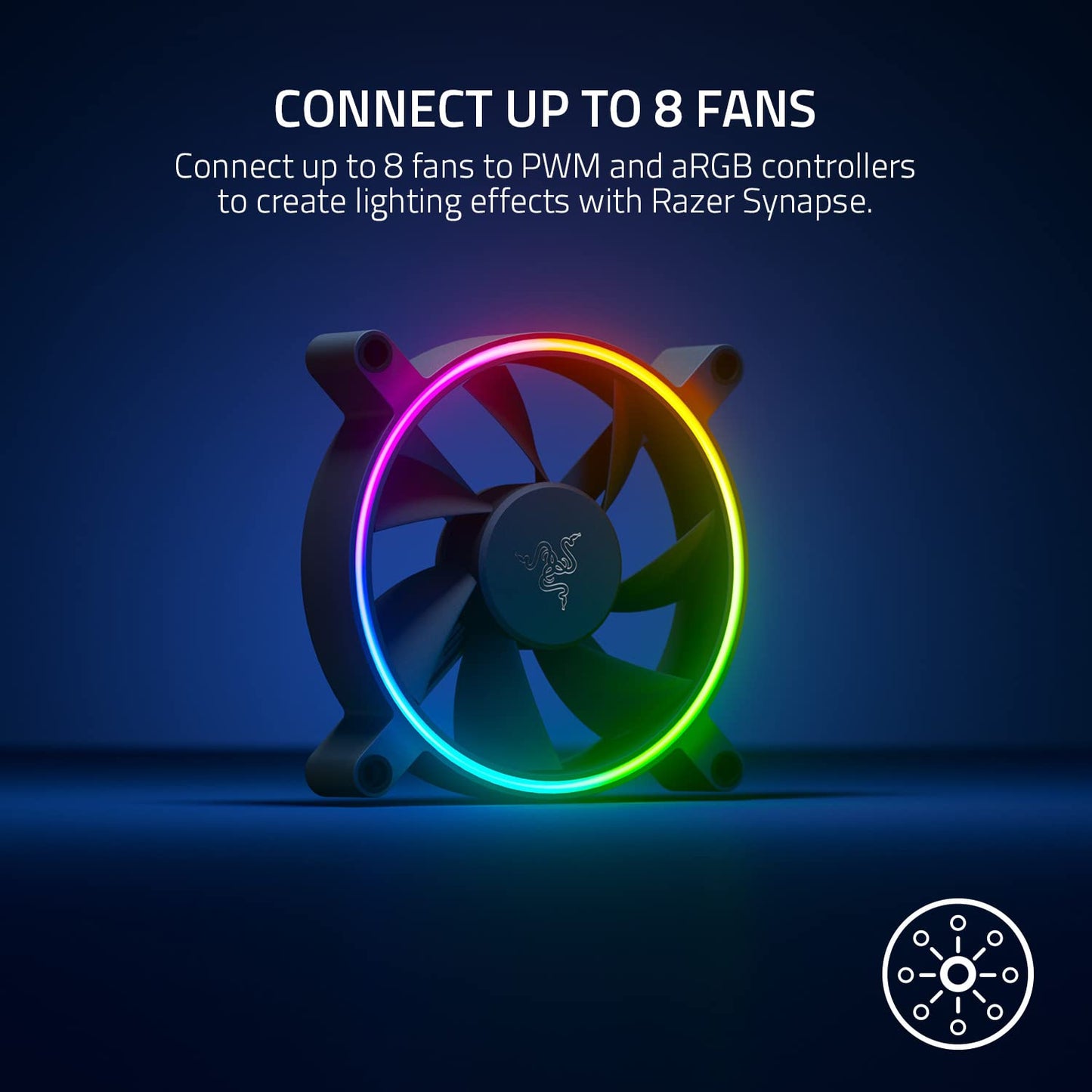 Razer Kunai Hydraulic 120MM aRGB PC Fan: Quiet, Powerful aRGB Fans - PWM Fan Controller Support & Connect Up to 8 Fans - Powered by Razer Chroma RGB