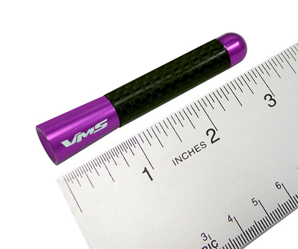 VMS RACING Purple with Black Real Carbon Fiber CNC Machined Billet Aluminum Short 3" inch Antenna Compatible with Jeep Wrangler JK JKU Series