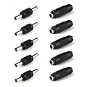 bnafes 5pcs Male to Male Power Plug Connector & 5pcs DC 5.5x2.1mm Female to Female Power Jack Connector Adapter for CCTV