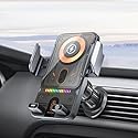 Car Phone Holder with Electric Induction Opening and Closing, Electric Horizontal and Vertical Screen Rotation Adjustment, 15W Wireless Charging