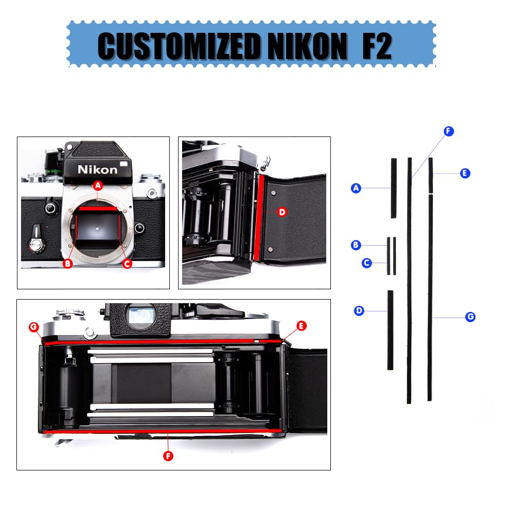 Pre-Cut Self Adhesive Light Seal Foam Sponge Kits Repair for Nikon F2 Camera Accessories (for Nikon F2)