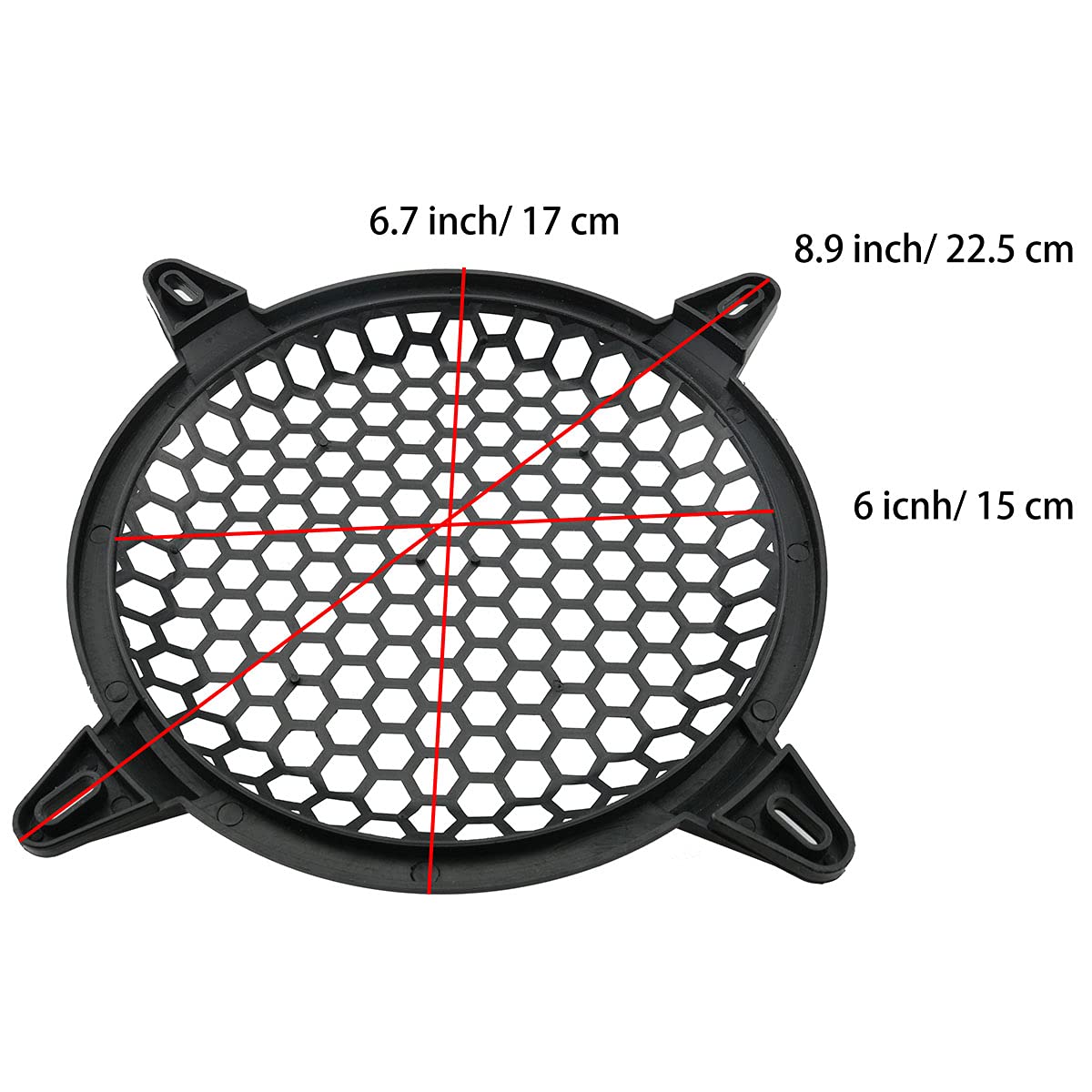 Ruiwaer 2pcs 6" Protective Cover for Speaker Grille, Hard Plastic Car Subwoofer Metal Round Metal Mesh Cover, Black