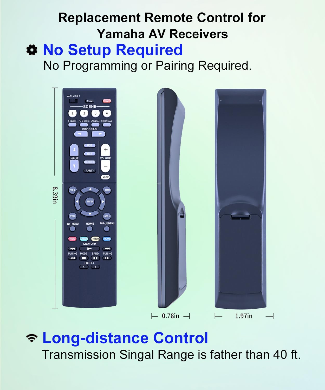 JISOWA Remote Control for Yamaha RX-V4A RAV575 VDM87000 YHT-5960U RX-V6A RAV574 VDB86900 TSR-700 RX-V6ABL TSR-700BL RX-V4ABL YHT5960U RXV6A TSR700