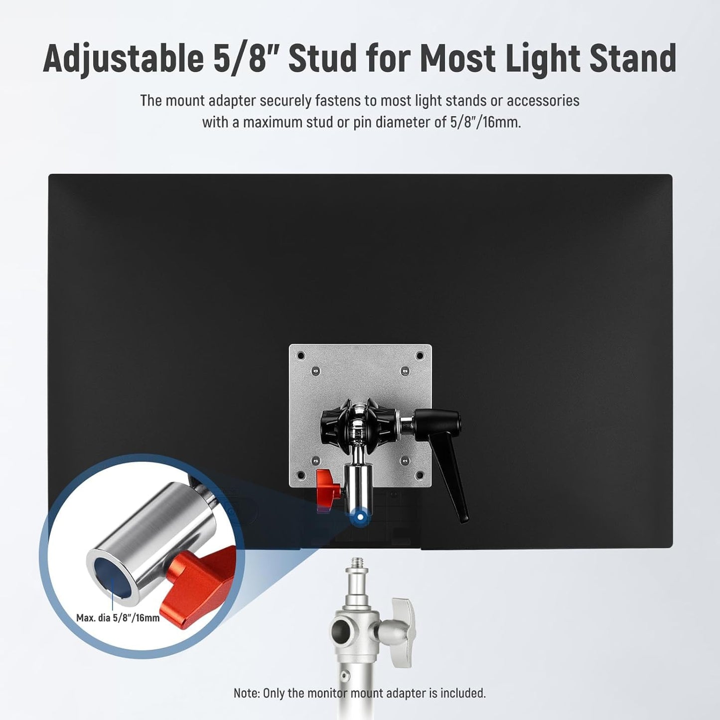 NEEWER Monitor Mount Adapter with VESA Mount, Aluminum Alloy Light Stand Adapter Dual 360° Ball Joint M4 Screw & 5/8" Receiver for Impact Screen
