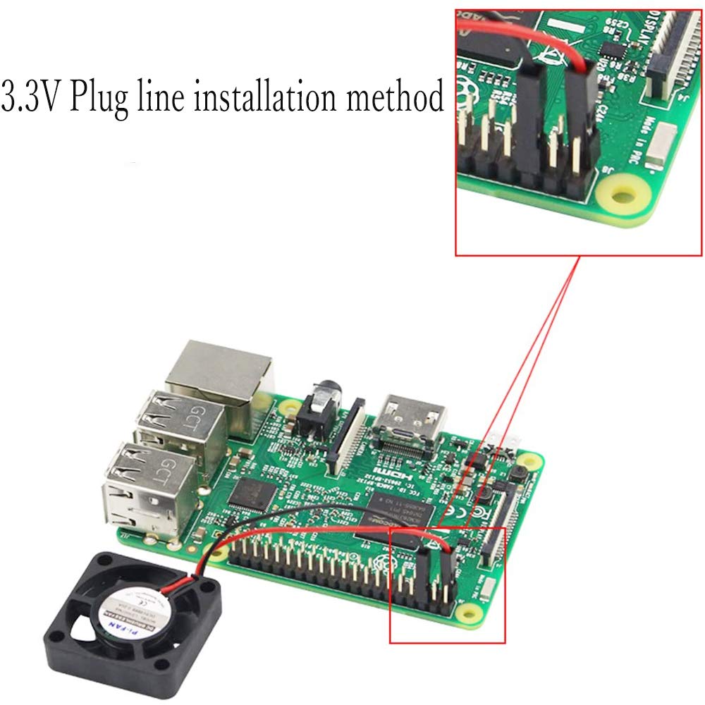 Treedix Brushless CPU Cooling Fan 30x30x7mm Heatsink Cooler Radiator Connector Separating Terminal Interface 3.3V-5V Compatible with Raspberry Pi Fan