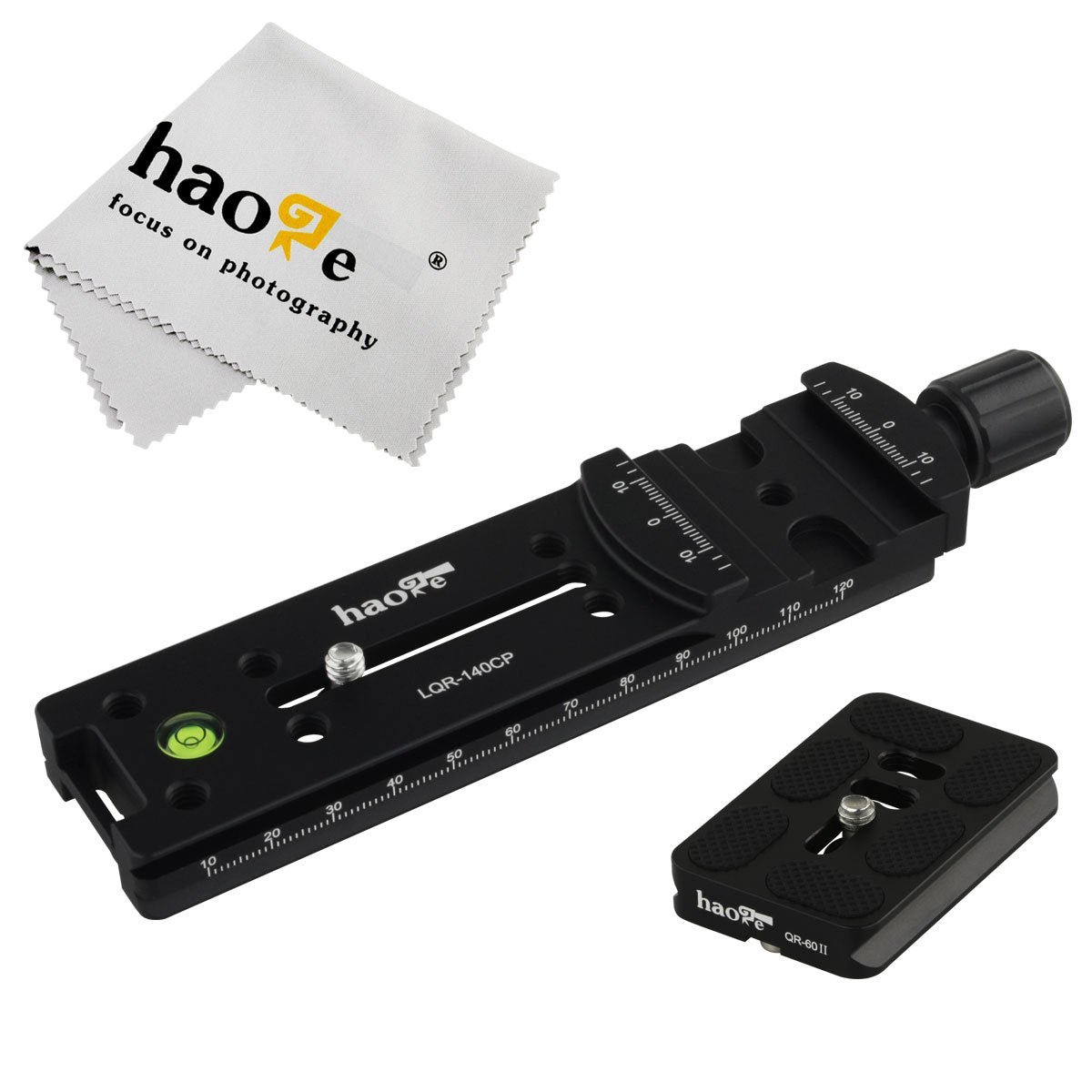 Haoge 140mm Nodal Slide Double Dovetail Focusing Rail Plate with Metal Quick Release Clamp and 60mm Plate for Camera Panoramic Panorama Close Up Macro