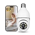 Hawkray Light Bulb Security Camera -5G& 2.4GHz WiFi 2K 3MP Security Cameras Wireless Outdoor Motion Detection and 911 Alarm Monitoring,Open AI