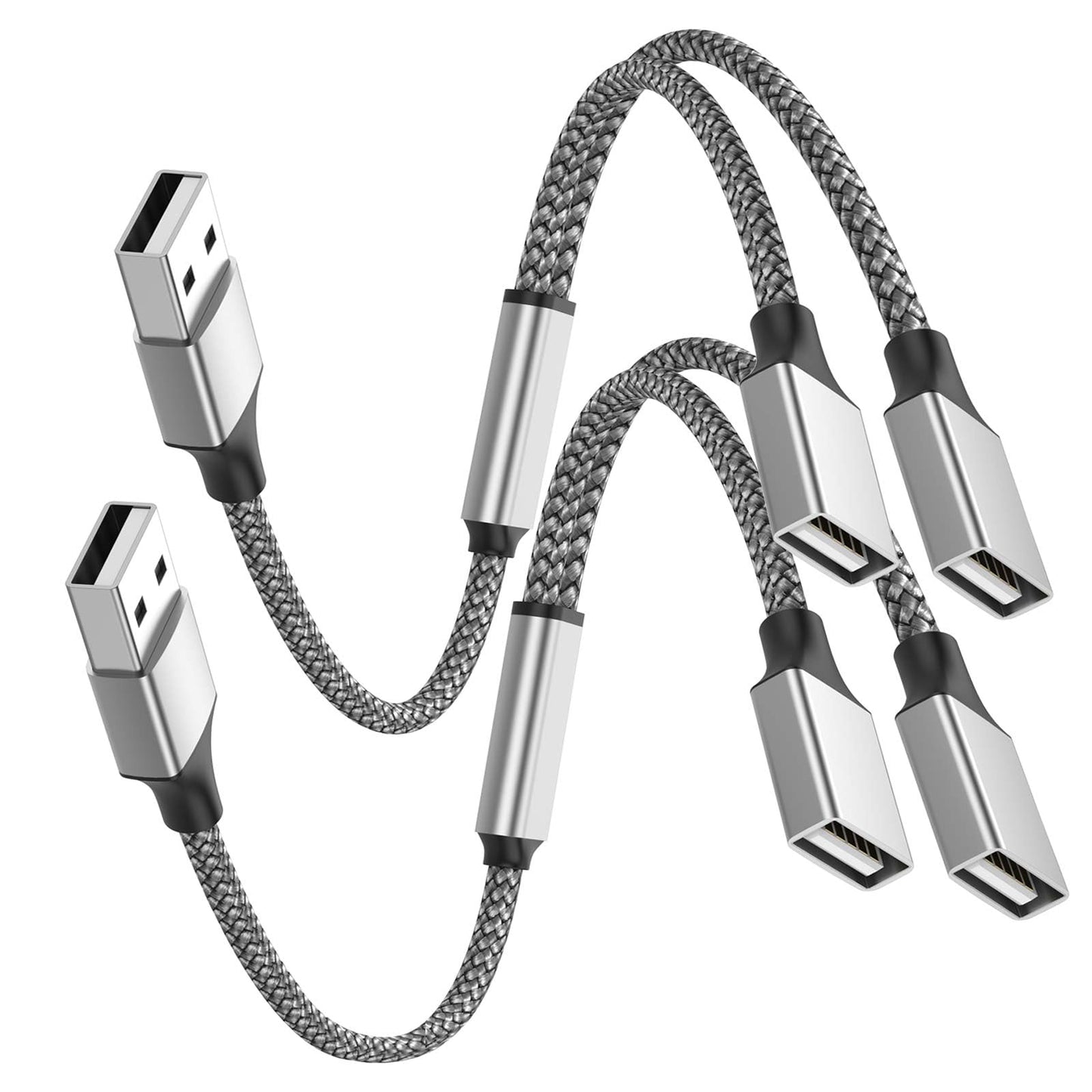 POHFP 2Pack USB Splitter 1 in 2 Out Adapter, USBA Male to Two Female Adapter, Dual USB 2.0 Power Cord Extension for Charging/Data…