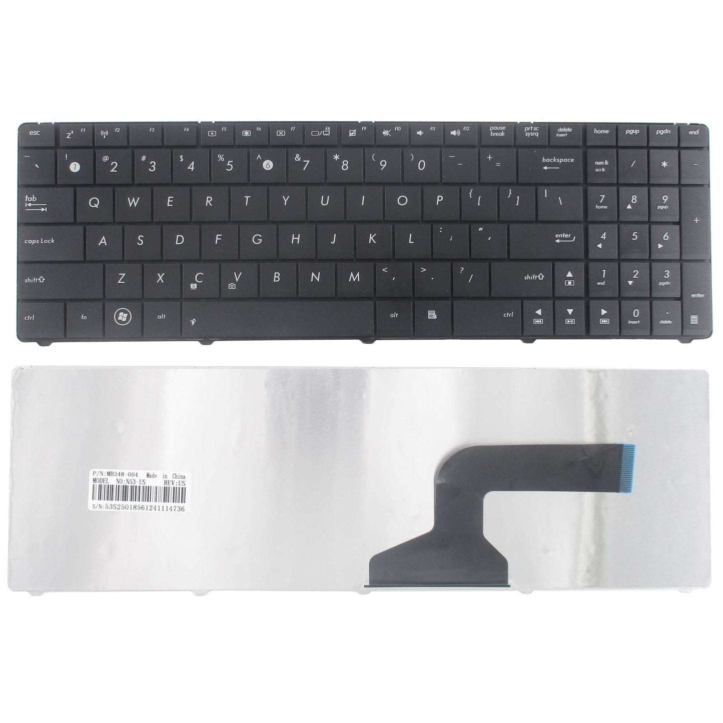 SUNMALL Keyboard Replacement Without Frame Compatible with Asus n53 k54l x55 x55u x55a x54c x54h x55vd x55c f55 f75 R500D R500DE R500N Series Laptop