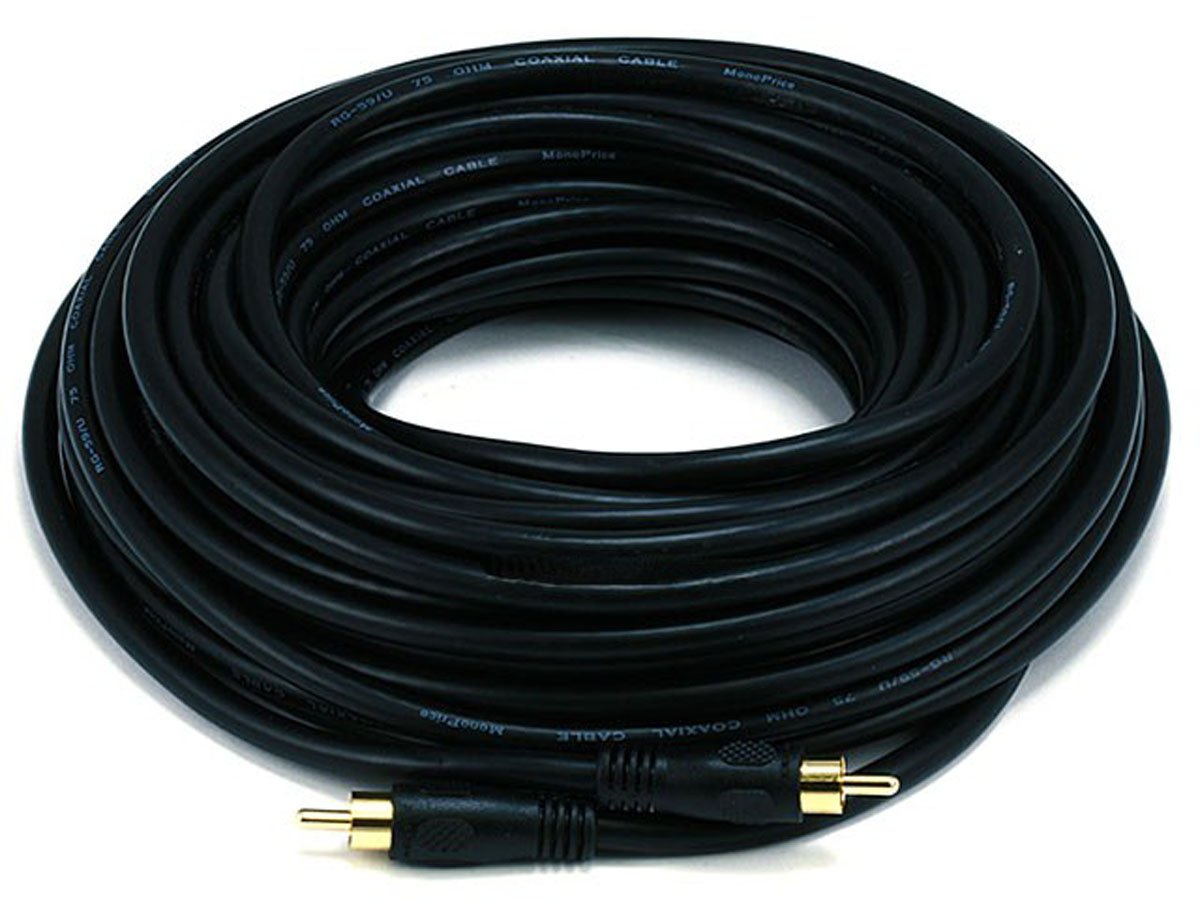 Monoprice 50ft Coaxial Audio/Video RCA Cable M/M RG59U 75ohm (for S/PDIF, Digital Coax.