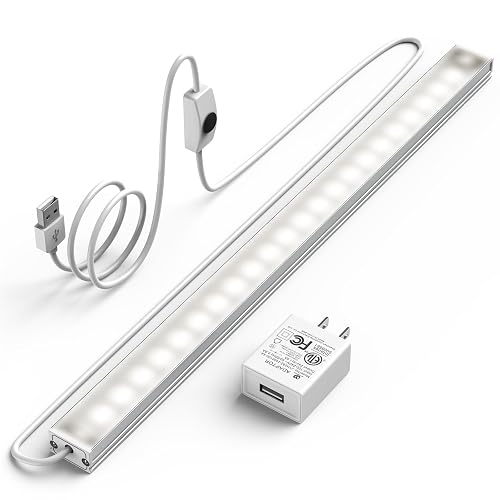 ASOKO Under Cabinet Led Lighting, 12 Inch Light Strip Bar, Daylight White 5000K Dimmable Plug in USB Light, Small Thin Led Under Counter Lighting