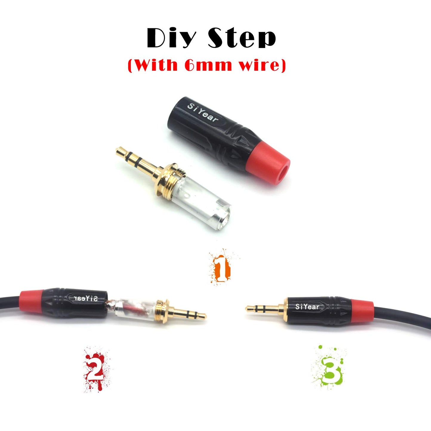SiYear 3-Pole 3.5mm Stereo Headphone Jack Male Plug Repair Replacement Solder Adapter, 3.5mm (1/8inch) Solder Type DIY Audio Cable Connector(2PACK)