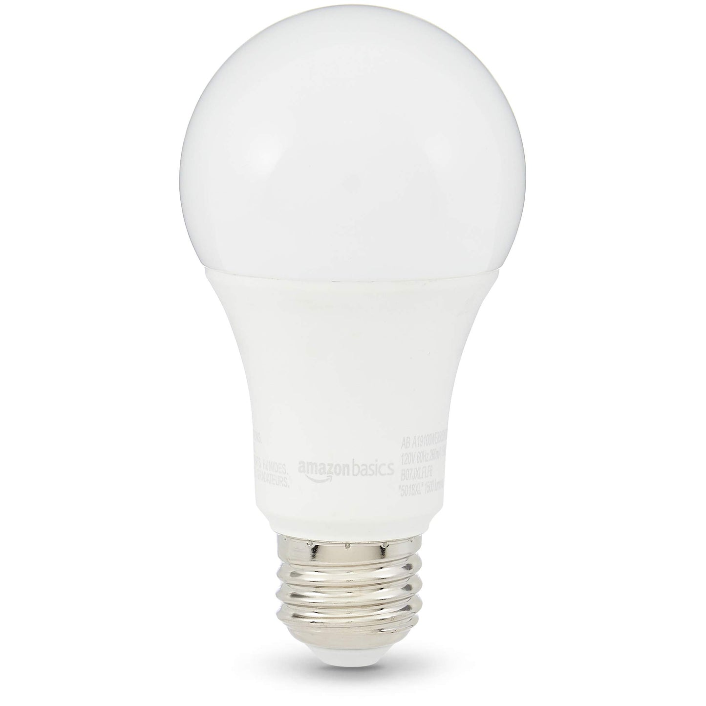 Amazon Basics A19 LED Light Bulbs, 100W Equivalent, Daylight White 5000K, Energy Efficient 15W, Non-Dimmable, 10,000 Hour Lifetime, 16-Pack
