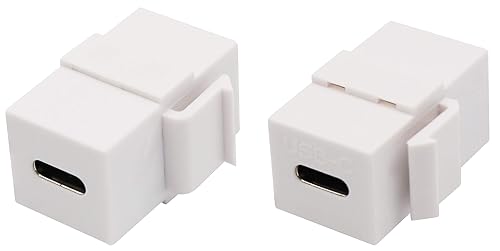 AAOTOKK USB C Keystone Jack Adapter USB 3.1 Type-C Female to Female Keystone Insert Socket Coupler Adapter for Wall Plate Outlet Panel (White/2 Pack)