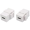 AAOTOKK USB C Keystone Jack Adapter USB 3.1 Type-C Female to Female Keystone Insert Socket Coupler Adapter for Wall Plate Outlet Panel (White/2 Pack)