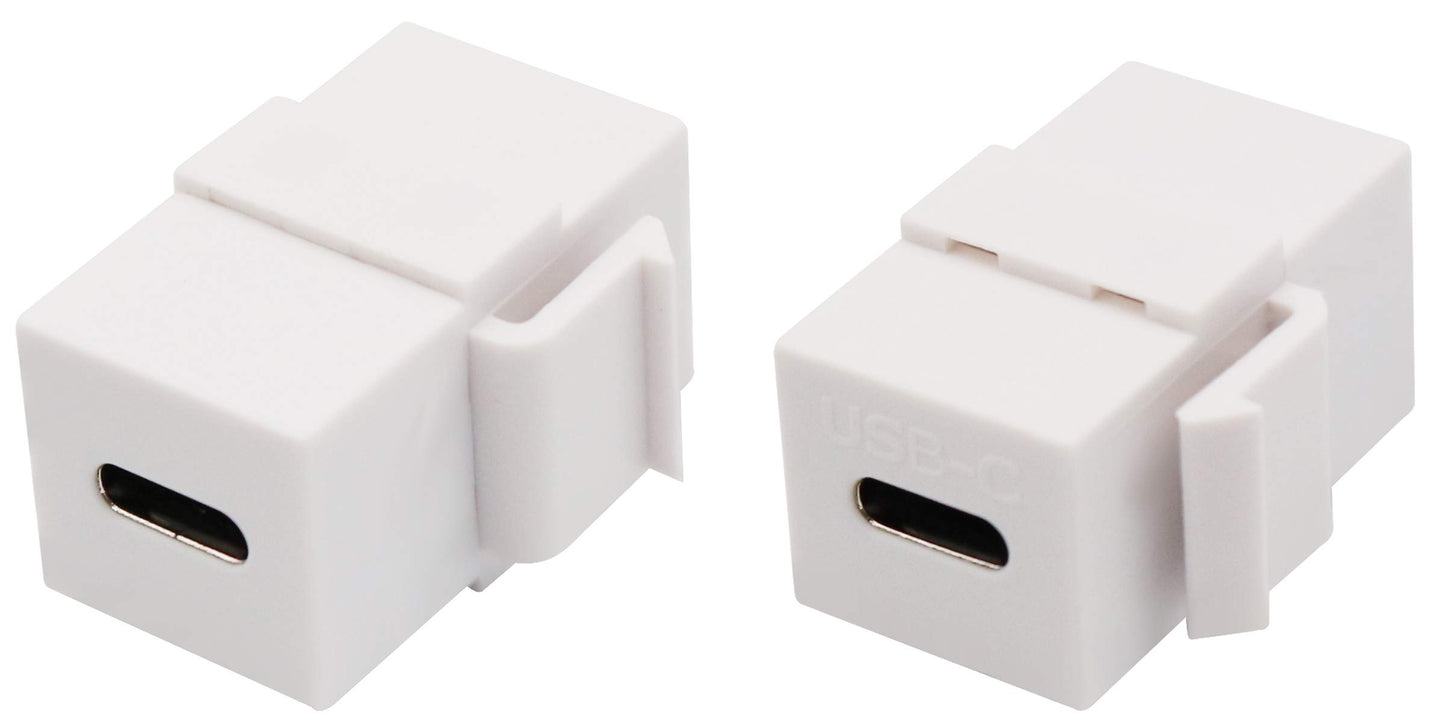 AAOTOKK USB C Keystone Jack Adapter USB 3.1 Type-C Female to Female Keystone Insert Socket Coupler Adapter for Wall Plate Outlet Panel (White/2 Pack)