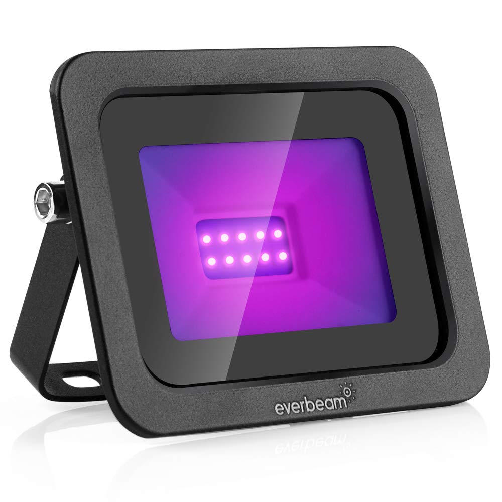Everbeam 395nm 10W UV LED Black Light - High Performance Bulbs, IP66 Waterproof - Ultraviolet Flood Lighting for Aquarium, Indoor or Outdoor Parties
