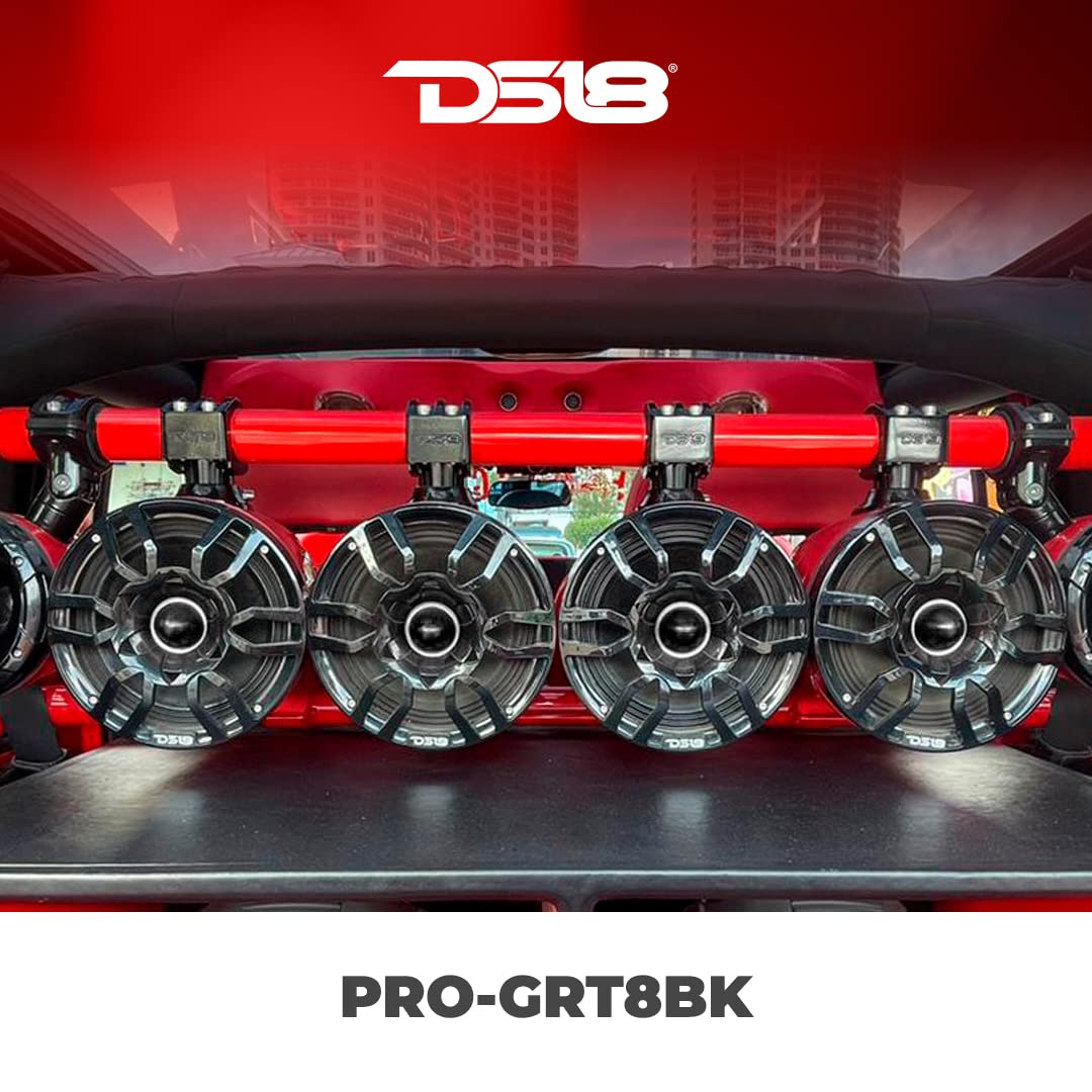 DS18 PRO-GRT8BK PRO 8" Speaker Grill Cover with Built-in 1.75" Voice Coil Neodymium Bullet Tweeter 500 Watts Glossy Black Finish - Single