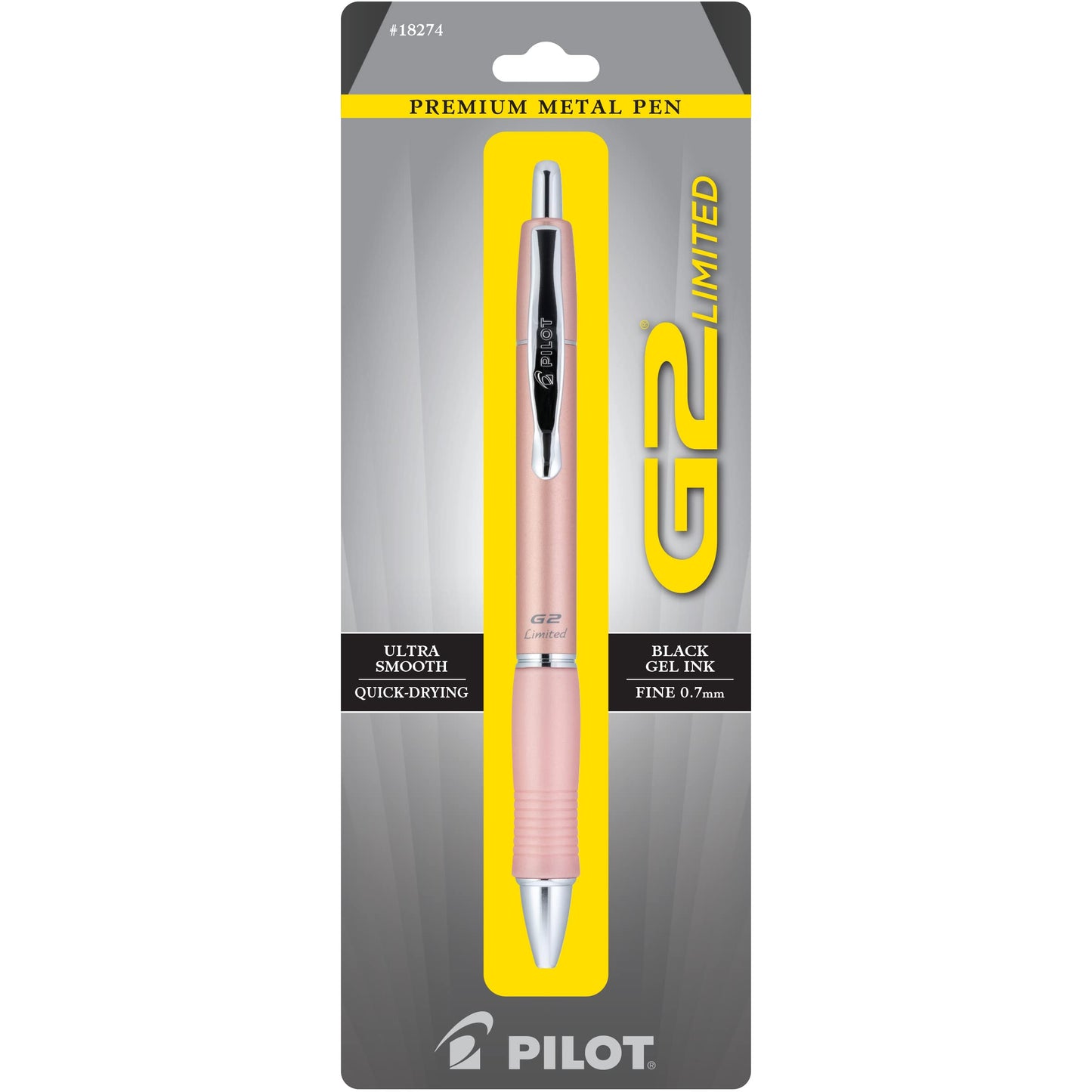 Pilot G2 Limited Refillable & Retractable Gel Pen, Fine Point, Rose Gold Barrel, 0.7 mm, Black Ink, Single Pen