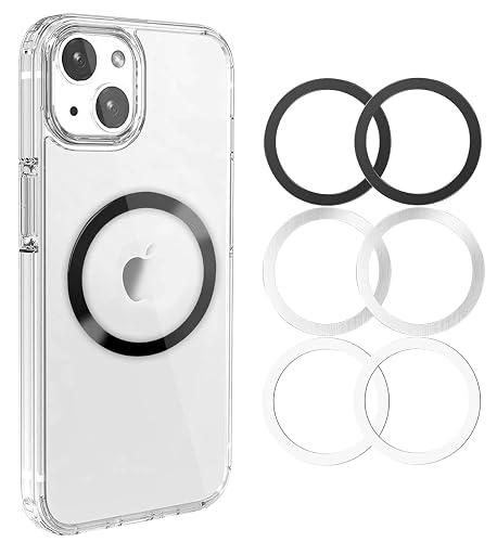 Jeluse 6 Pack Universal Metal Rings Compatible with Magsafe Sticker/iPhone/Samsung/Android All Cellphones, Magnetic Ring for Phone Cases & Wireless