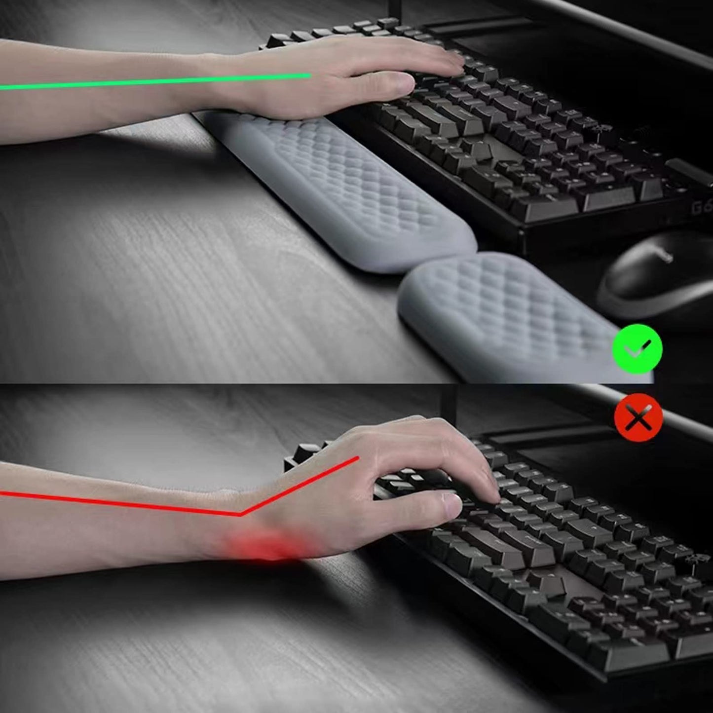 HisiLucky Wrist Rest Pad Memory Foam Elbow Rest Pad Computer Mouse Armrest Support Non-Slip Keyboard Wrist Rest for Office, Desk (Black)