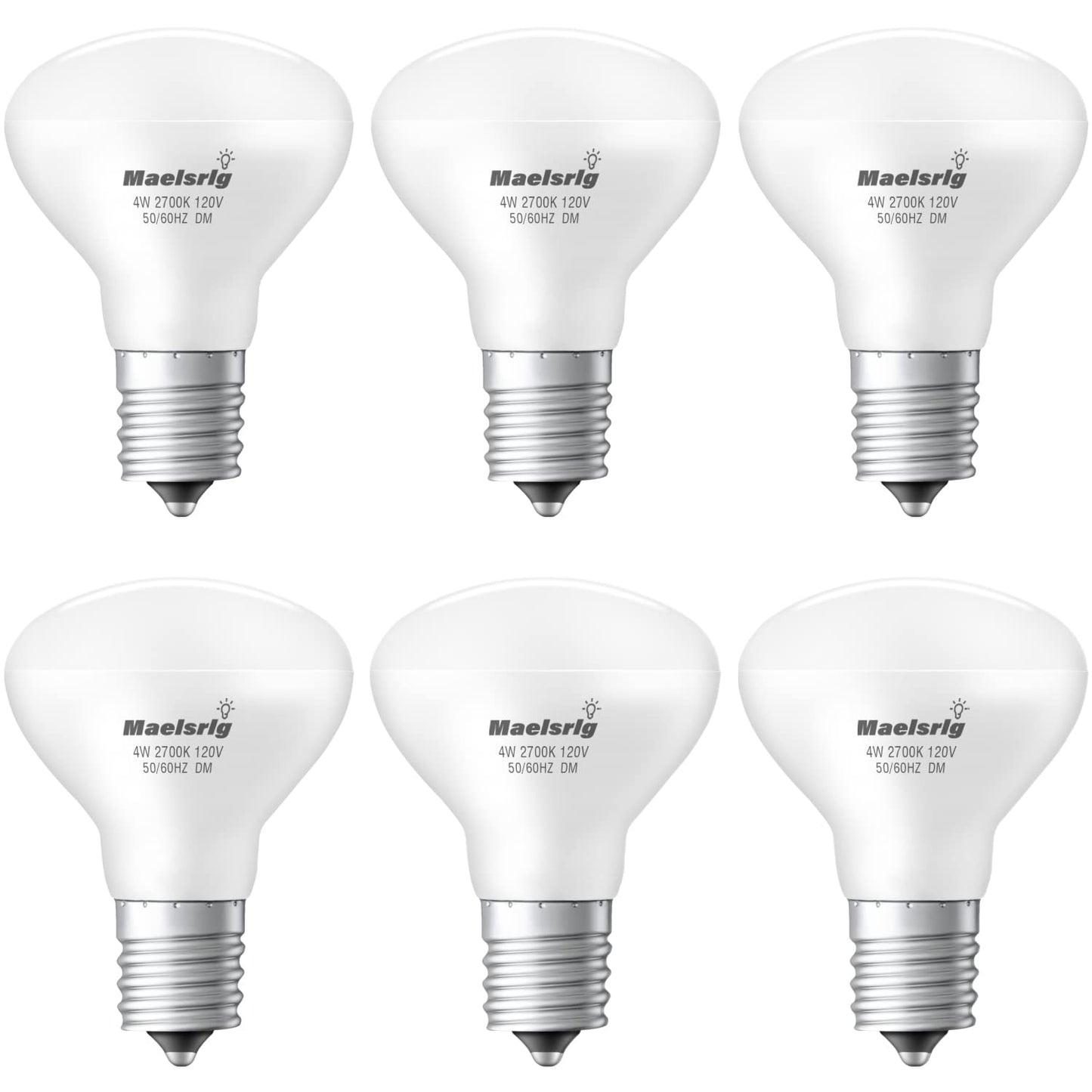 Maelsrlg E17 R14 LED Bulb, 4W (40W Equivalent) Mini Reflector Floodlight Light Bulb, E17 Intermediate Base, Soft White 2700K, 400 Lumens, Dimmable