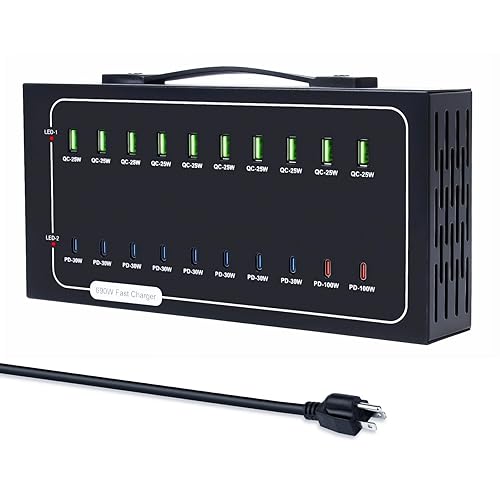 690W USB Charging Station, 20 Port Fast Charging Station for Multiple Devices, PD 100W USB C Charger Block, Smart Power Delivery & Multi Protection