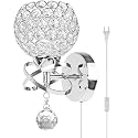 Ygapuzi Modern Crystal Wall Light Flush Mount Wall Sconces Lamps Chrome Finish Bedside Lighting Fixture with E27 Socket, for Living Room Bathroom