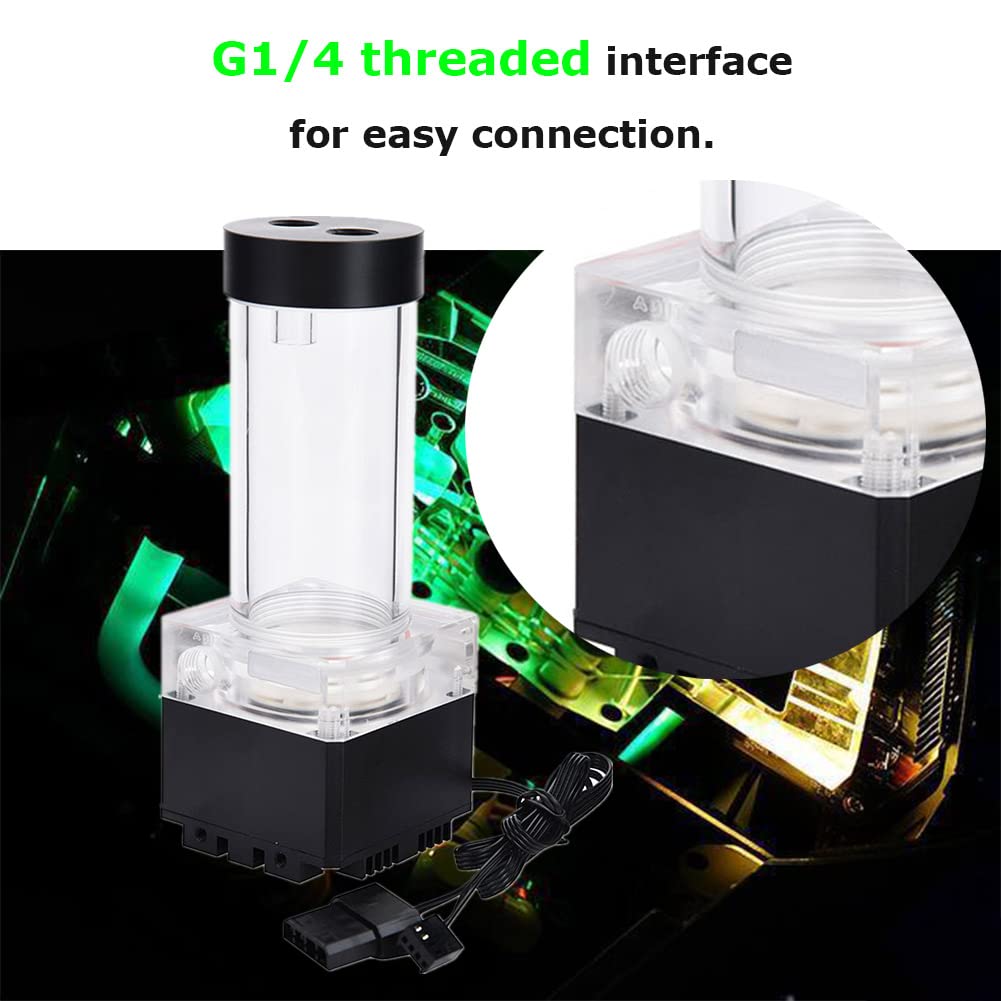 8W 7V CPU Water Cooling Pumpe Reservoir DIY Set, 800L/H 4m Pump Reservoir Combo, G 1/4" Thread Port, PC CPU Water Cooling System Heat Exchanger Tool