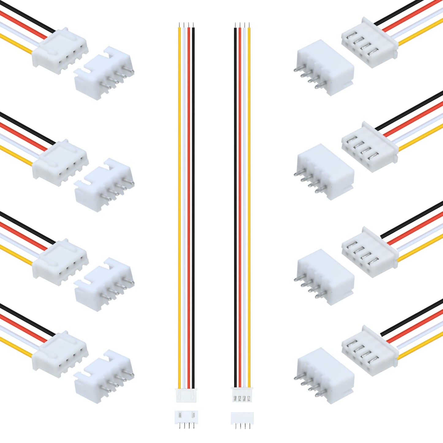 10Pairs JST-XH 2.54mm 4Pin Header Connector Kit with Male and Female Connectors Adapter 200mm 26AWG Flat Wire Cable Compatible with JST XH Plug