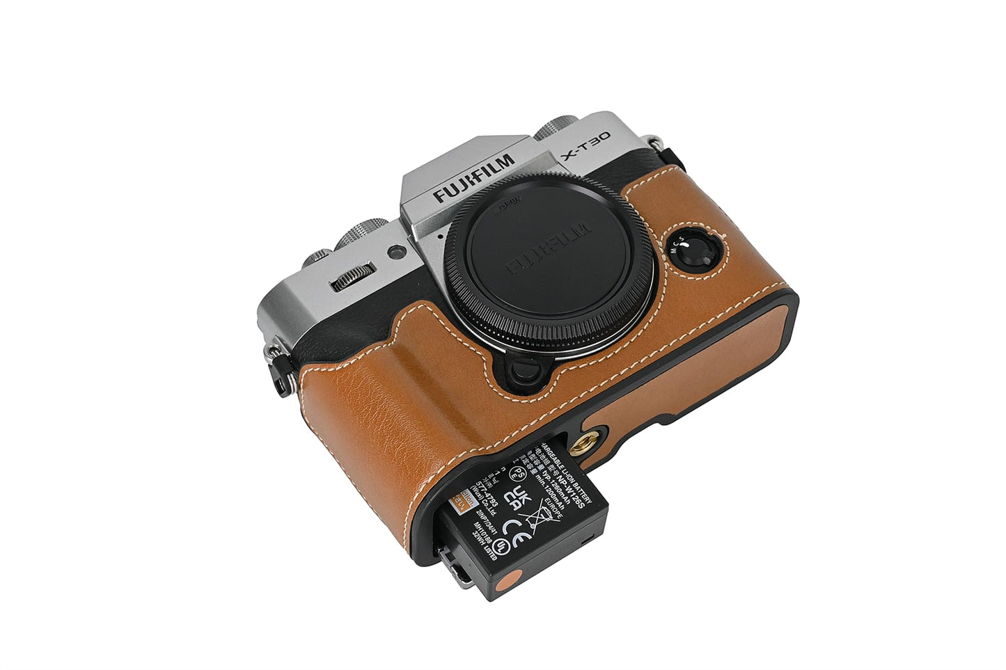 BMAOLLONGB X-T30 III/II Case, Handmade PU Leather Half Camera Case Bag Cover Bottom Opening Version for Fujifilm XT30 X-T30 III/II With Neck Strap