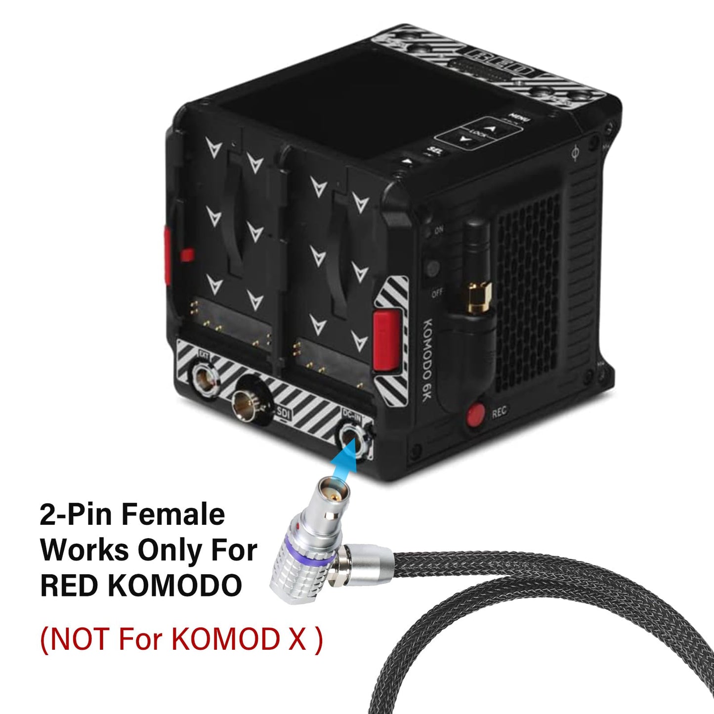 RED® Komodo™ Right-Angle to D-tap&P-tap Cable Made with Super Soft Wire and Protected with Techflex Braid 18.1inches(Power Cable)