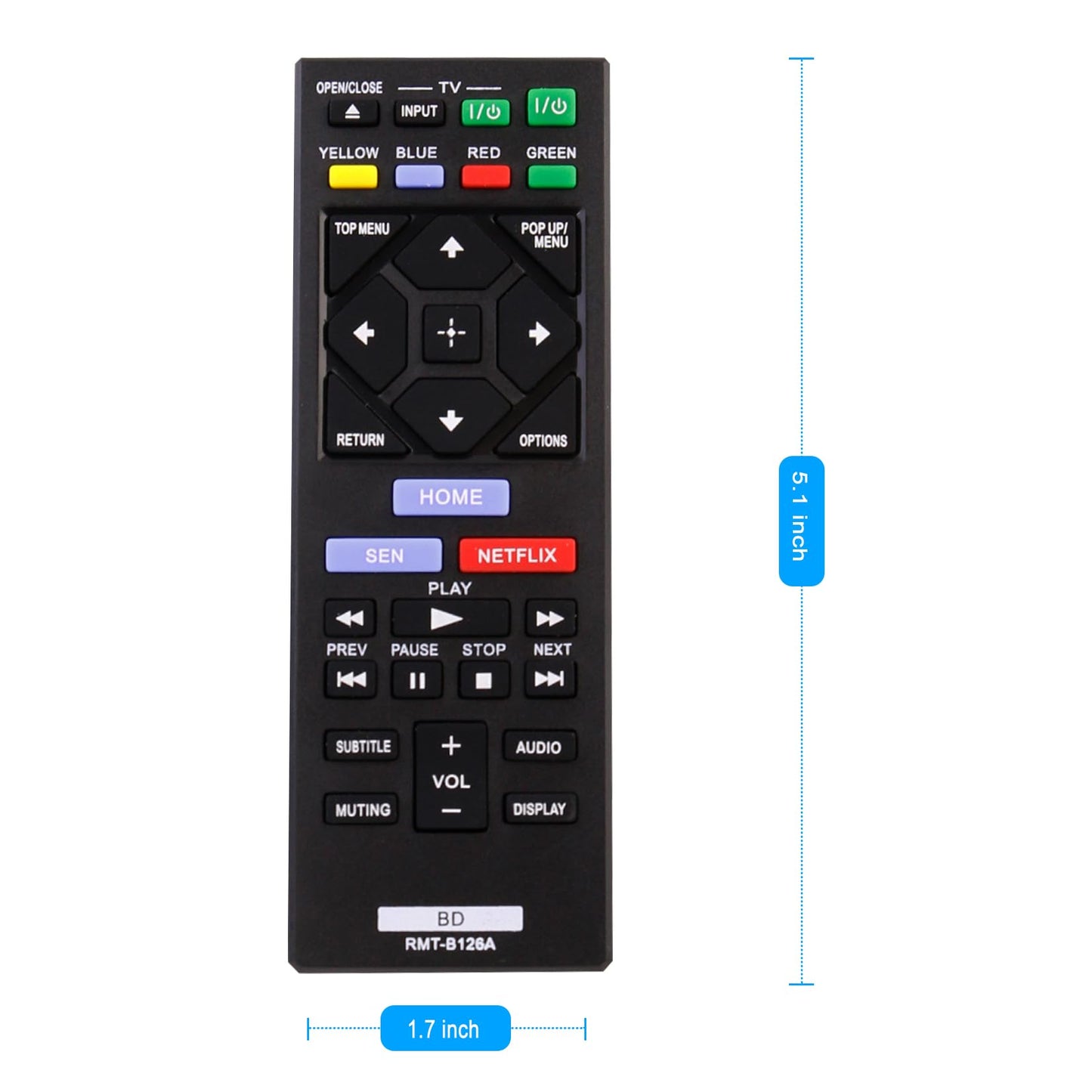 RMT-B126A Replacement Remote Control fit for Sony Blu-Ray BD Player BDP-BX120 BDP-BX320 BDP-BX520 BDP-BX620 BDP-S1200 BDP-S2200 BDP-S3200 BDP-S5200