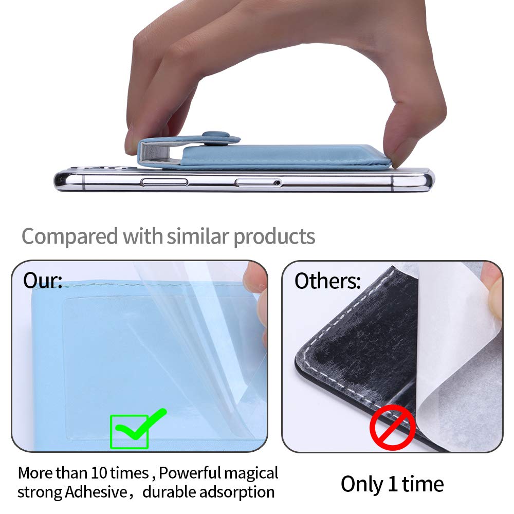 YUNCE Self Adhesive Cell Phone Leather Wallet Stick On Card Holder fits Most Credit Card Holder Pocket Wallet for Men Women - RFID Blocking Sleeve