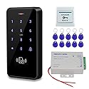 HFeng Outdoor Door Access Control System Kit IP68 Waterproof RFID Keypad Card Reader + Power Supply + Door Exit Button +10pcs Keyfobs (Without Lock)