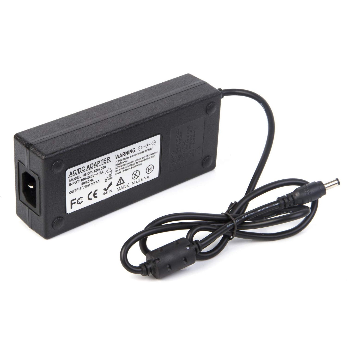 Xenocam 12V 7A 84W DC Power Supply Adapter 100V~240V AC to DC Converter 12 Volt 7 Amp Transformer 5.5x2.5mm Tip for 5050 3528 LED Strip Light 3D…