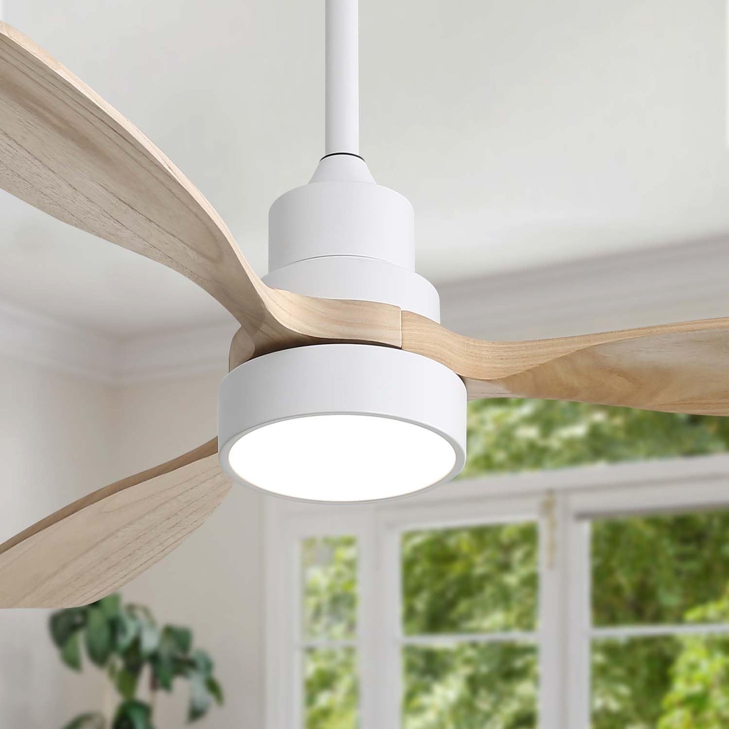 HRVEOCEI 52 Inch Modern Ceiling Fans With Lights for Bedroom, Flush Mount/Low Profile Fan Ceiling with Remote Control, 5 Blades Reversible for Living