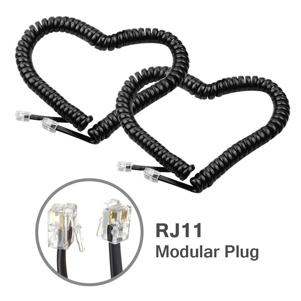 Telephone Cord Detangler,LOVK 2 Pack 13Ft Uncoiled / 2Ft Coiled Telephone Handset Cord with 2 Pack 360 Degree Rotating Landline Cable Detangler Swivel