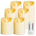 YIWER Plastic Candles with Remote,Flameless LED Candle Powered by Batteries with Remote Control Electric Fake Flickering Light D 3”H 4”5”6” Pack of 6