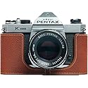 K1000 Case, BolinUS Handmade Genuine Real Leather Half Camera Case Bag Cover for Pentax Asahi K1000 Camera With Hand Strap (Brown)