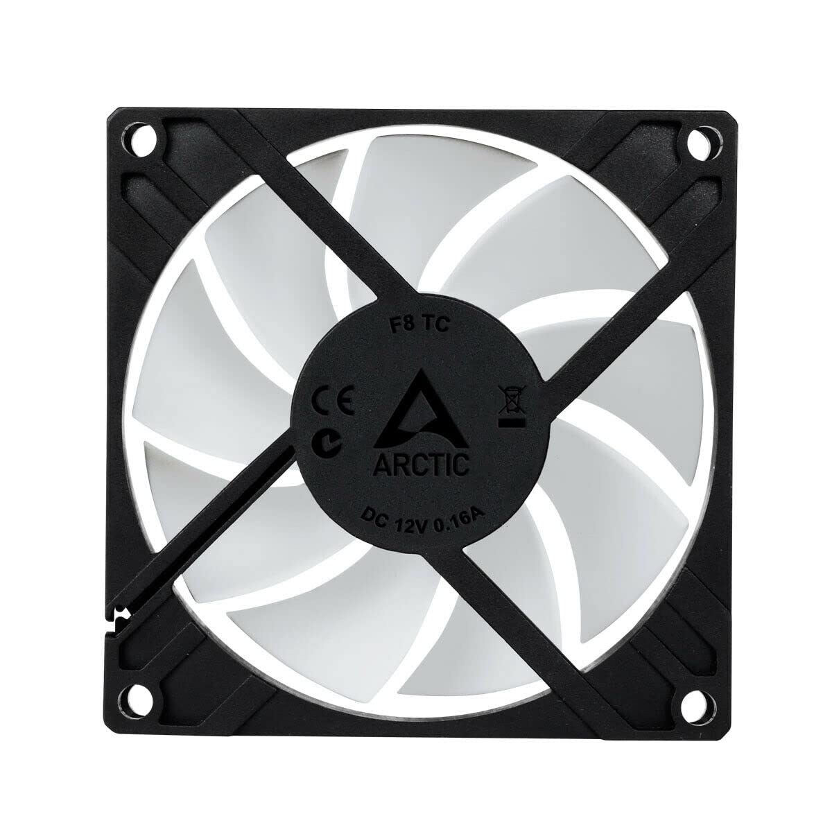 ARCTIC F8 TC - 80 mm Case Fan, Case Fan with Temperature Control, Very quiet motor, Computer, Fan Speed: 350-2000 RPM - Black/White
