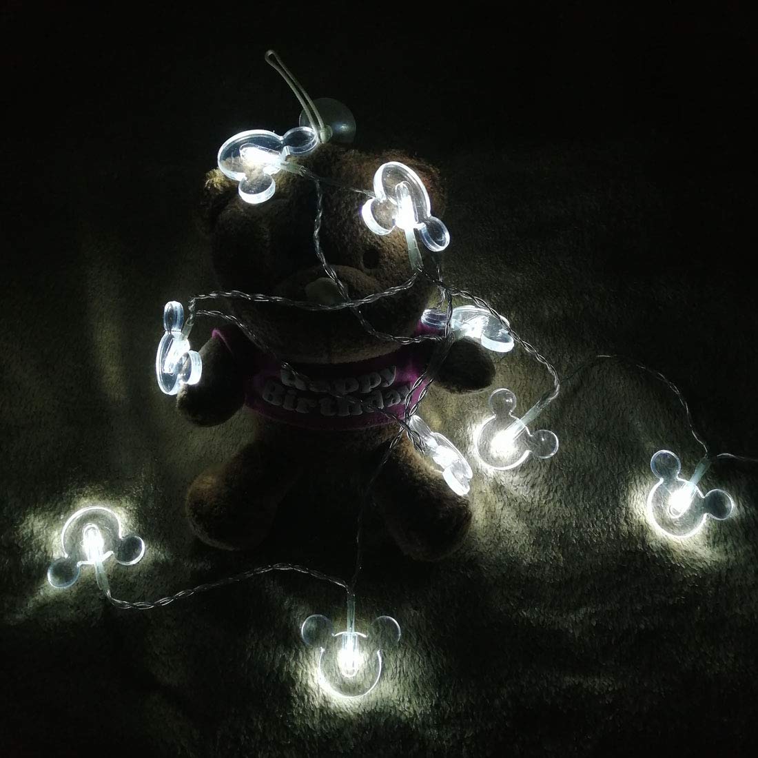 Penfly 1.65m 10LEDs Decorative Cartoon Animal Mouse Night Mood Light Romantic Lamp for Home Indoor Bedroom Party Festival Décor(White)