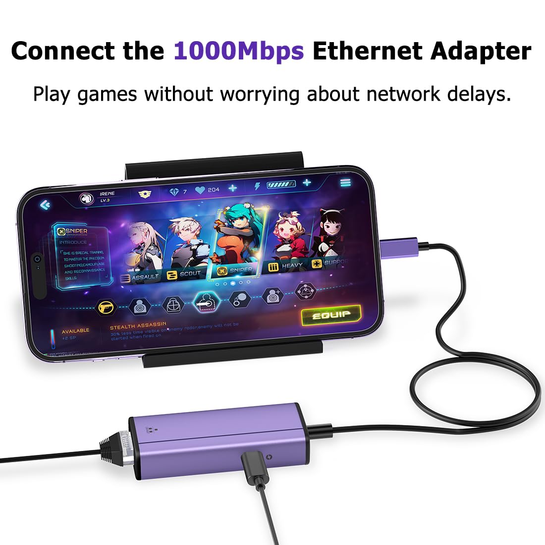 Lightning to 1000Mbps Ethernet Adapter, IVSHOWCO 2 in 1 iPhone iPad to RJ45 Ethernet LAN Network Adapter with Charging Port, 1 Gigabit High Speed,Plug