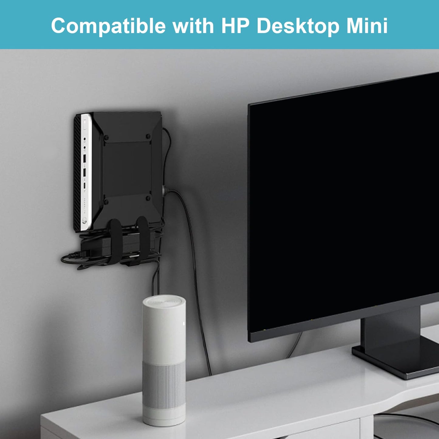 Mini PC VESA Mount Compatible with HP Desktop Mini, HP ProDesk Mini, HP EliteDesk Mini, Wall VESA and Under Desk Mount for HP Pro Mini 260 400,HP