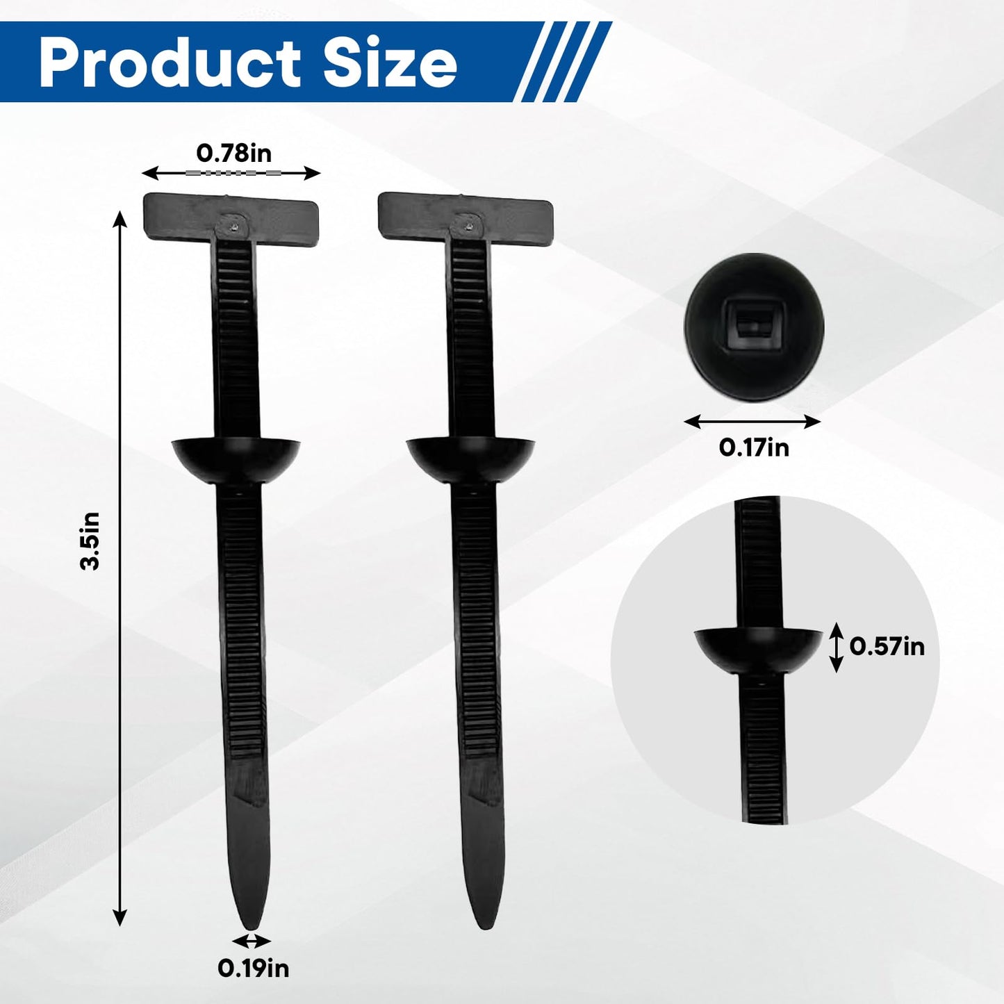 100 Pcs Nylon Universal Cable Tie Buckle - Heavy Duty Sided Snap Fit Zip Ties with Button Lock, UV Resistant Plastic Cable Fasteners for Automotive