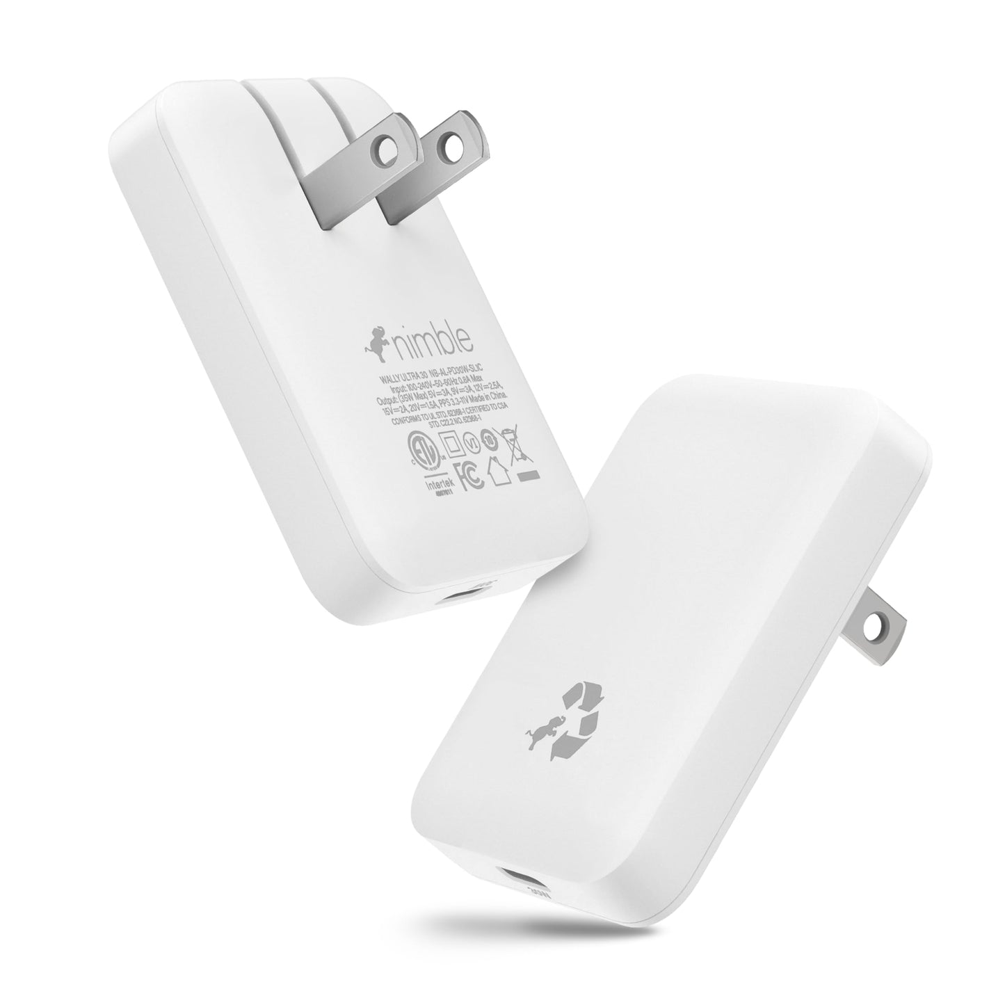 Nimble Wally Ultra Flat USB C Charger, 30W Slim Wall Charger Travel Ready Fast Charging Block, Foldable Power Adapter for Macbook iPhone